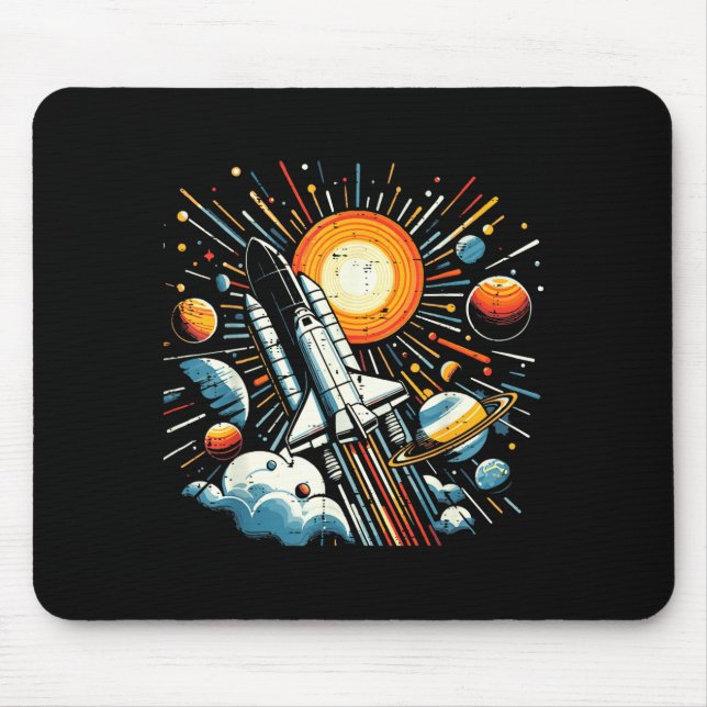 Space Shuttle Sun Planets Rocket Galaxy Boys Kids  Mouse Mat (Front)