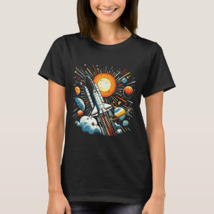 Space Shuttle Sun Planets Rocket Galaxy Boys Kids T-Shirt