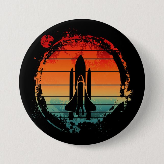 SPACE SHUTTLE VINTAGE 7.5 CM ROUND BADGE (Front)