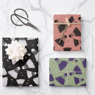 Space Shuttlecock pink green Wrapping Paper Sheet