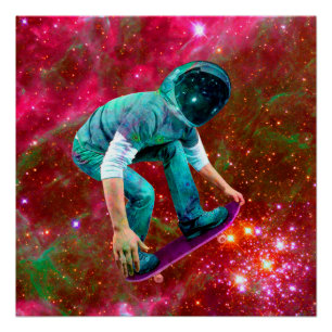 Space Skateboarder Poster