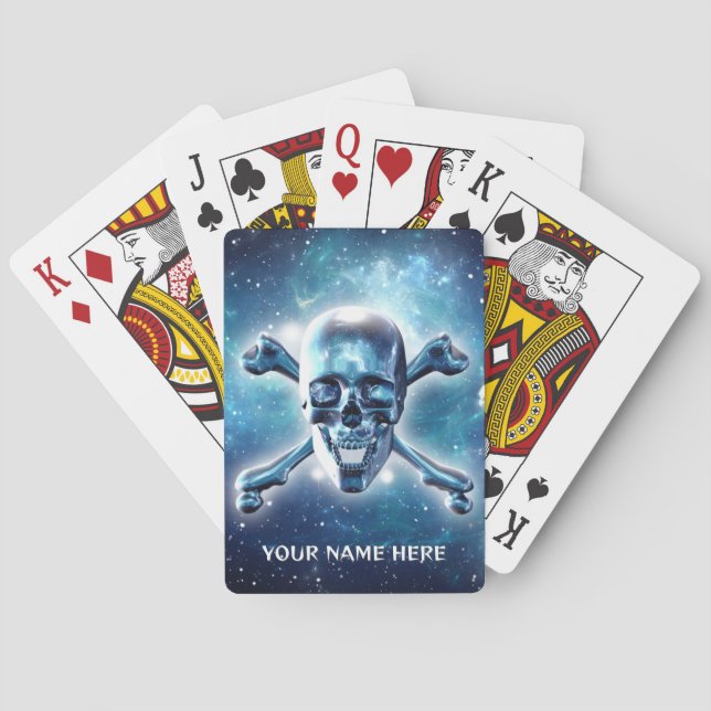 Space skull and crossbones. Personalised Playing Cards (Back)