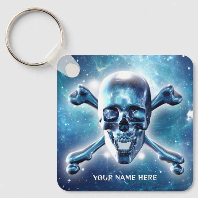 Space skull. Personalised Key Ring (Front)