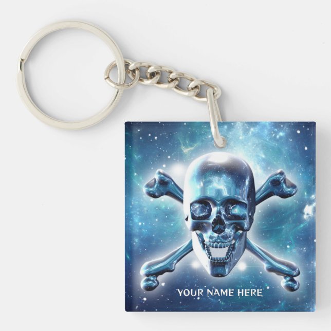 Space skull. Personalised Key Ring (Front)