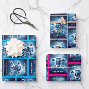 Space Skull. Wrapping Paper Flat Sheet Set of 3