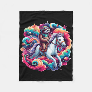 Space Sloth Horse Funny Horseback Riding Women Tee Fleece Blanket