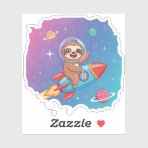 Space Sloth on Rocket – Dreamy Slow Cartoon Vector