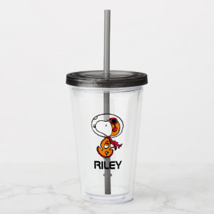 SPACE Snoopy Astronaut Add Your Name Acrylic Tumbler