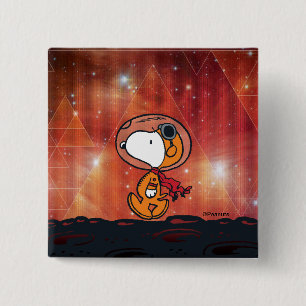 SPACE   Snoopy Geometric Moon Walk 15 Cm Square Badge