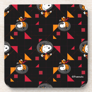 SPACE Snoopy Space Suit Black Pattern Coaster