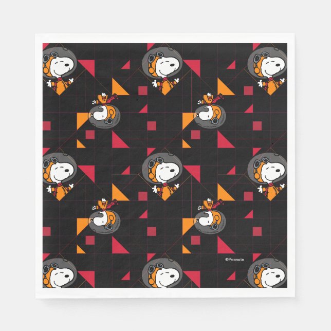 SPACE | Snoopy Space Suit Black Pattern Napkin (Front)
