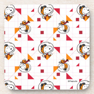 SPACE Snoopy Space Suit White Pattern Coaster