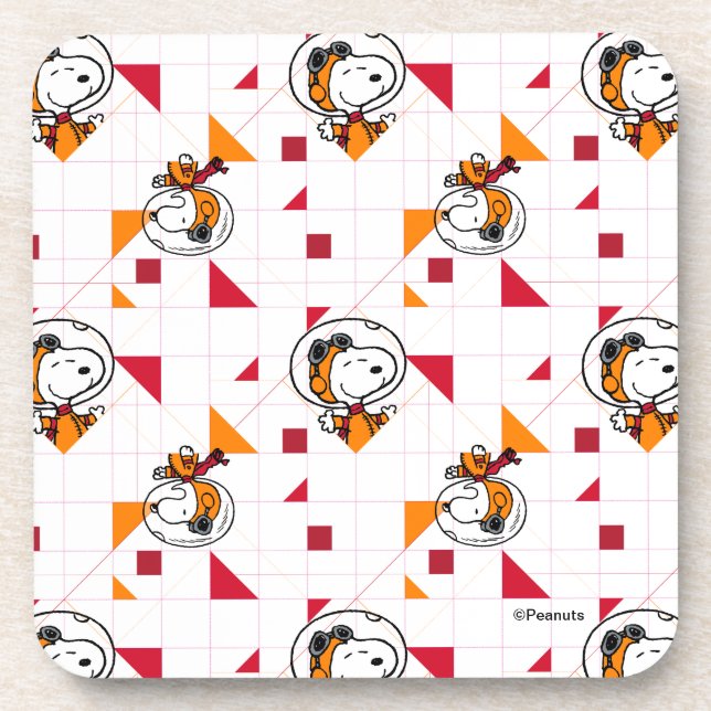 SPACE | Snoopy Space Suit White Pattern Coaster (Front)