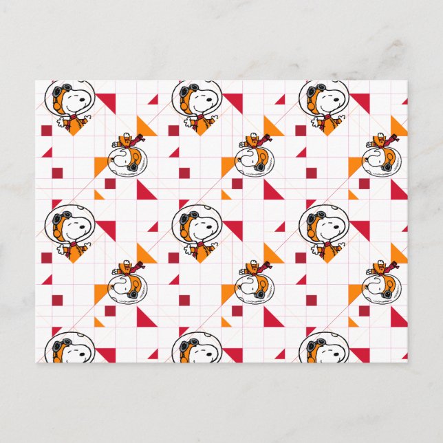 SPACE | Snoopy Space Suit White Pattern Postcard (Front)