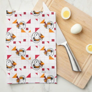 SPACE   Snoopy Space Suit White Pattern Tea Towel