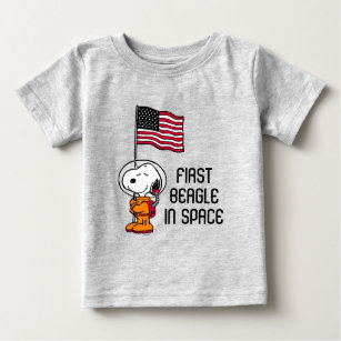 SPACE   Snoopy With Flag Astronaut Baby T-Shirt
