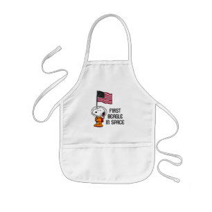 SPACE   Snoopy With Flag Astronaut Kids Apron