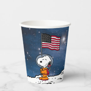 SPACE Snoopy With Flag Astronaut Paper Cups