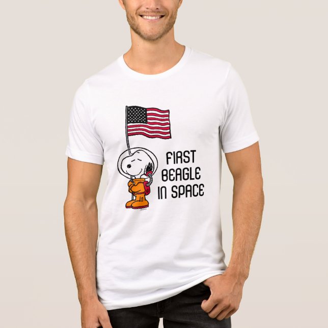 SPACE | Snoopy With Flag Astronaut Tri-Blend Shirt (Front)