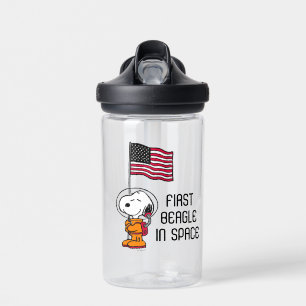 SPACE Snoopy With Flag Astronaut Water Bottle