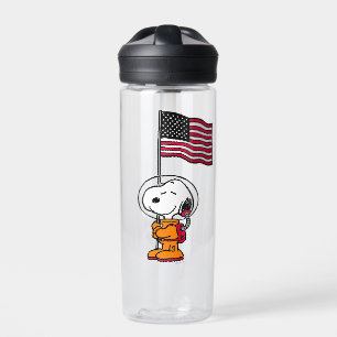SPACE Snoopy With Flag Astronaut Water Bottle