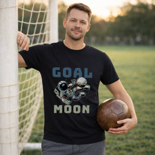 Space Soccer Astronaut Bicycle Kick Goal Moon T-Shirt