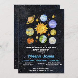 Space   Solar System Baby Shower Invitation