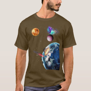 Space Solar System Galaxy Astronaut Universe Plane T-Shirt