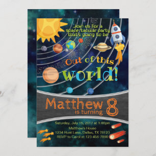 Space Solar System Planet Birthday Invitation