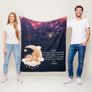 Space Sparkles Whimsical Squirrel Custom Letter Fleece Blanket