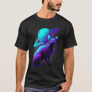 Space Sphynx Cat With Saturn Astronaut Planet Oute T-Shirt