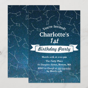 Space Star Constellation Astronomer Birthday Party Invitation