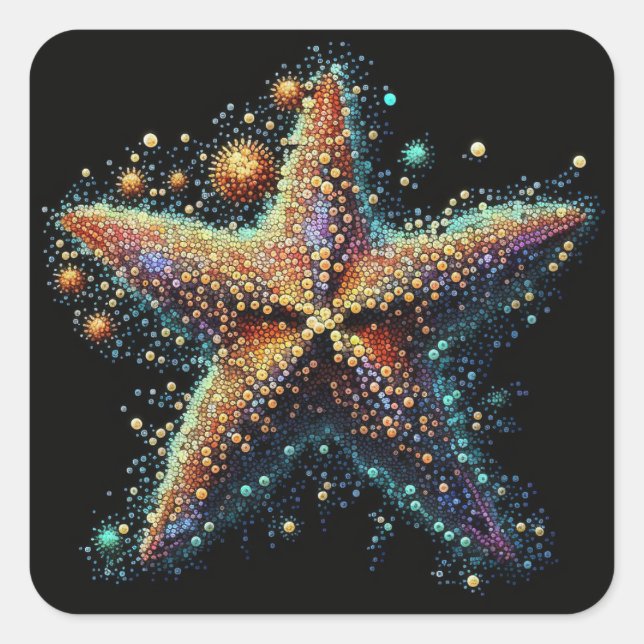 Space Starfish Square Sticker (Front)