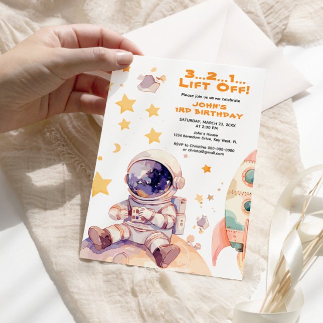 Space Stars & Astronauts Kids birthday Invitation (Creator Uploaded)