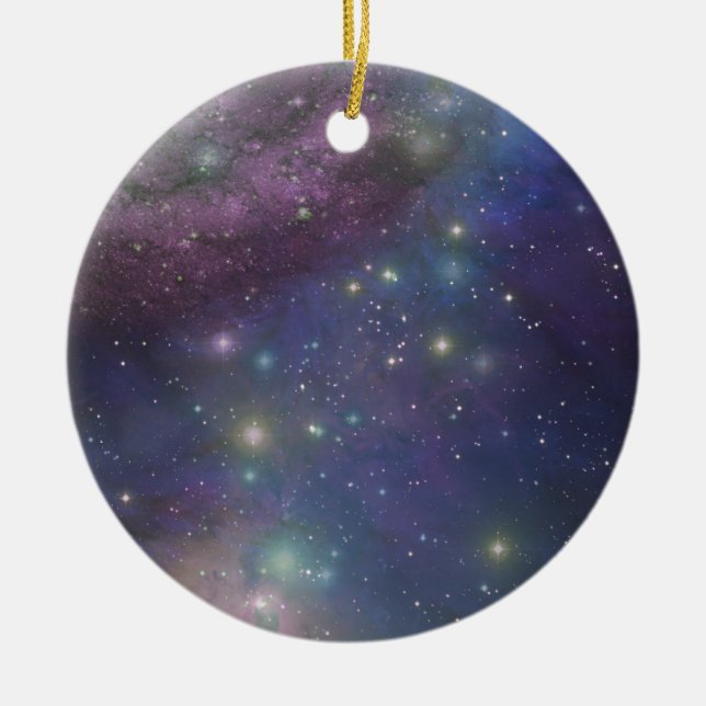 Space, stars, galaxies and nebulas ceramic tree decoration (Front)