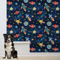 Space Stars Rockets Planets Watercolor