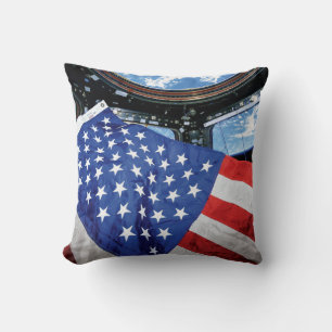 Space Station American Flag Earth Orbit Cushion