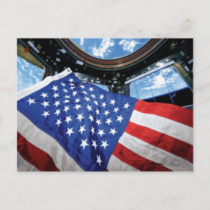 Space Station American Flag Earth Orbit Postcard