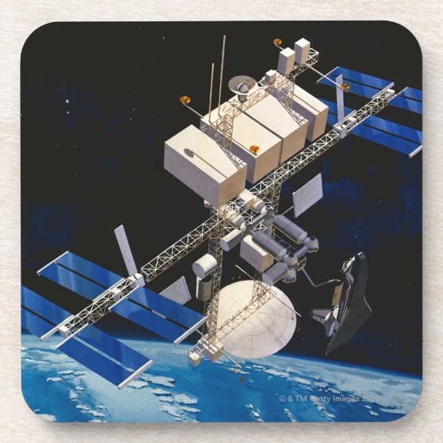 Space Station Orbiting Earth 10 Coaster (Front)