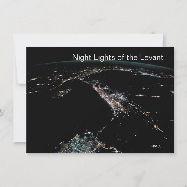 Space Station Photo Levant at Night, NASA Card (Front)