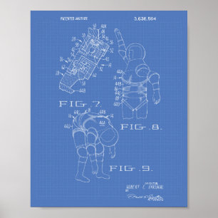 Space Suit 1972 Patent Art - Blueprint Poster