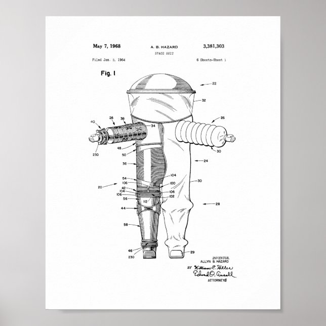 Space Suit Patent Poster (Front)