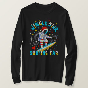 Space Surf with Santa in Cosmic Adventure Design T-Shirt