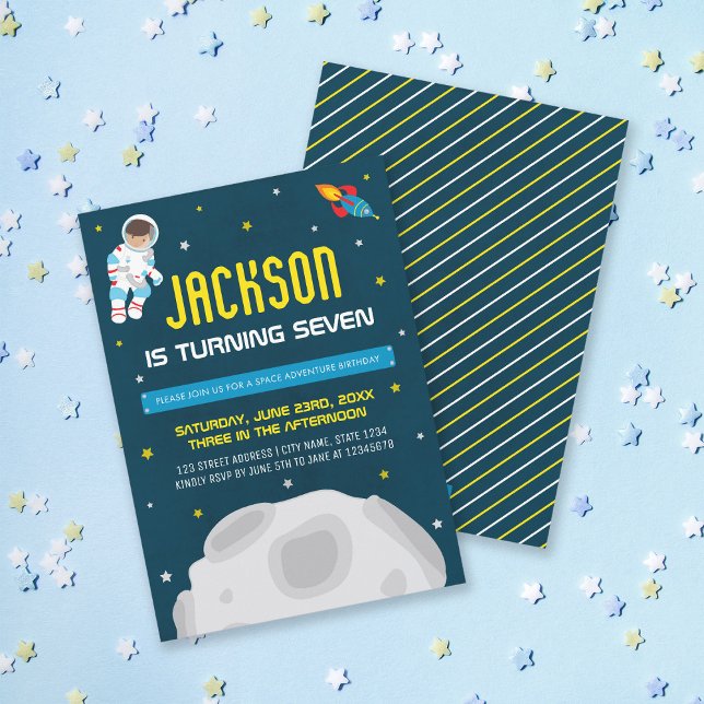 Space Tan Boy Astronaut Birthday Invitation (Creator Uploaded)