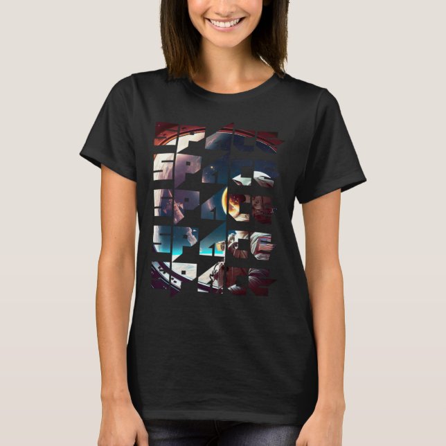 Space Text Solar System Galactic Astro Space Enthu T-Shirt (Front)