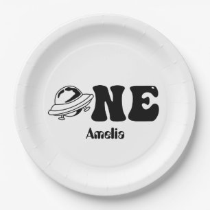Space Theme 1st Birthday UFO Paper Plate