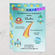 Space Theme Aqua Star Birthday