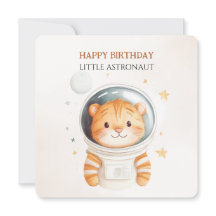 Space Theme Astronaut Birthday Card for Kids