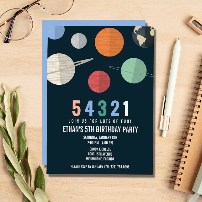 Space Theme Birthday Countdown Party Invitation (Creator Uploaded)