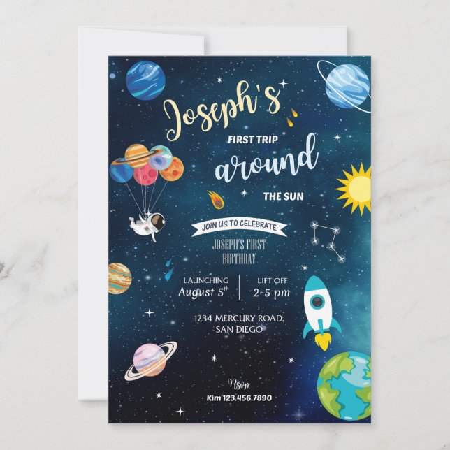 Space Theme Birthday Invitation (Front)